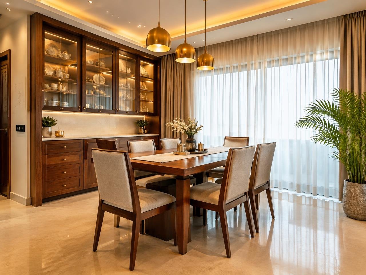 Warm family dining room with classic detailing