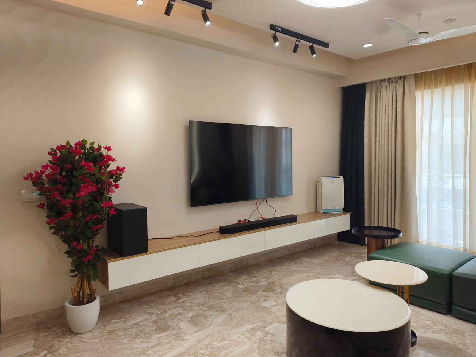 Floating TV console wall